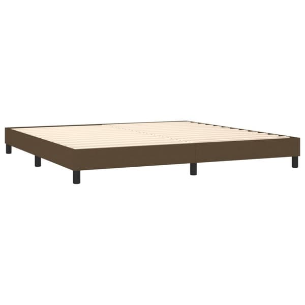 Ramsäng med madrass mörkbrun 200x200 cm tyg