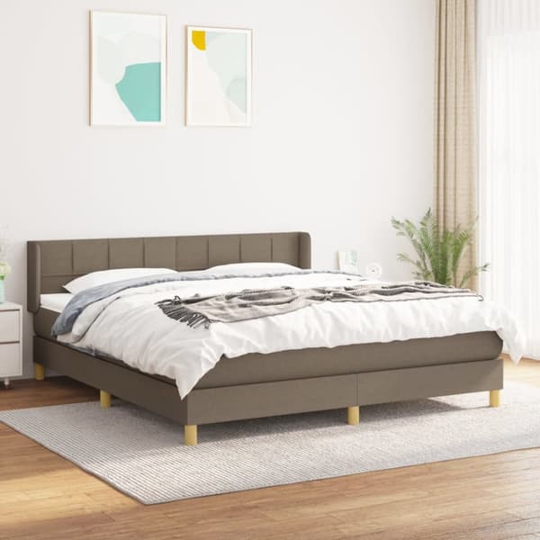 Ramsäng med madrass taupe 160x200 cm tyg