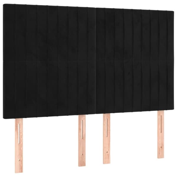 Ramsäng med madrass svart 140x200 cm sammet