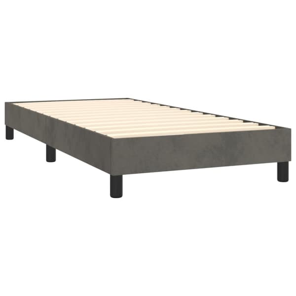 Ramsäng med madrass & LED mörkgrå 90x190 cm sammet