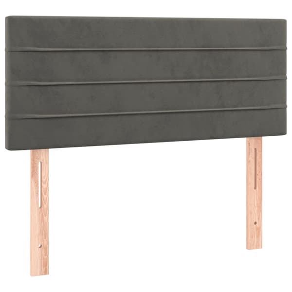 Ramsäng med madrass & LED mörkgrå 90x190 cm sammet