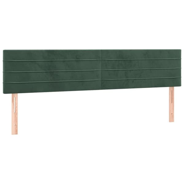 kontinentalseng med LED-lys 160x200 cm fløjl mørkegrøn
