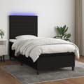 Miniatyrbillede 1 af 8: kontinentalseng med LED-lys 90x200 cm stof sort