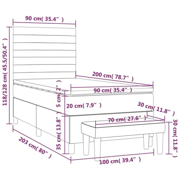 Ramsäng med madrass blå 90x200 cm tyg