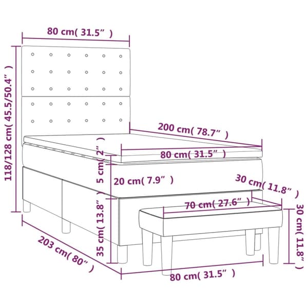 Ramsäng med madrass blå 80x200 cm tyg