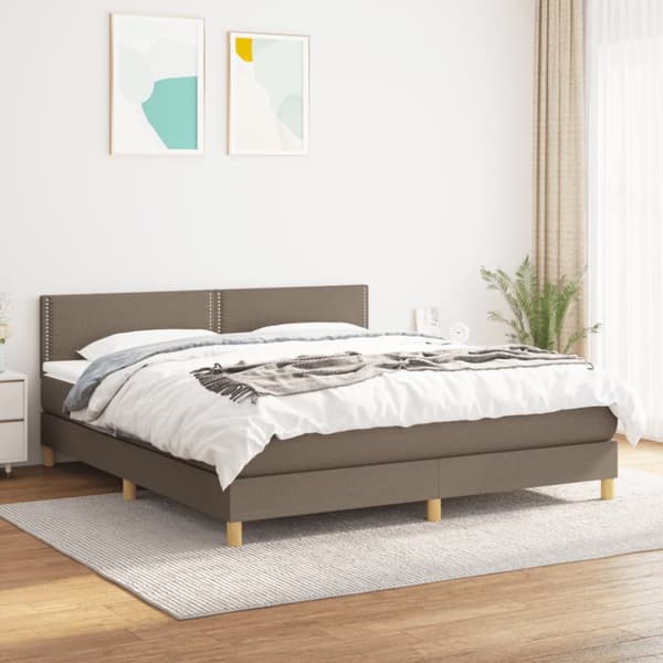 Mannermainen sänky patjalla, taupe, kangas, 180x200 cm