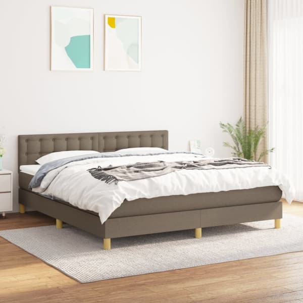 Mannermainen sänky patjalla, taupe, kangas, 180x200 cm