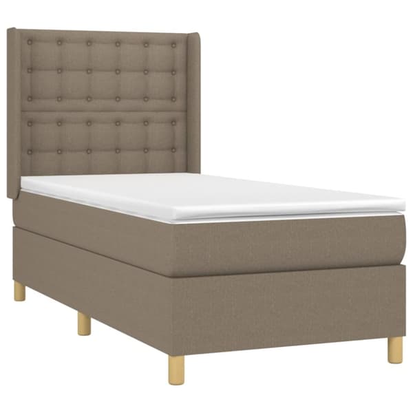 Ramsäng med madrass taupe 90x190 cm tyg
