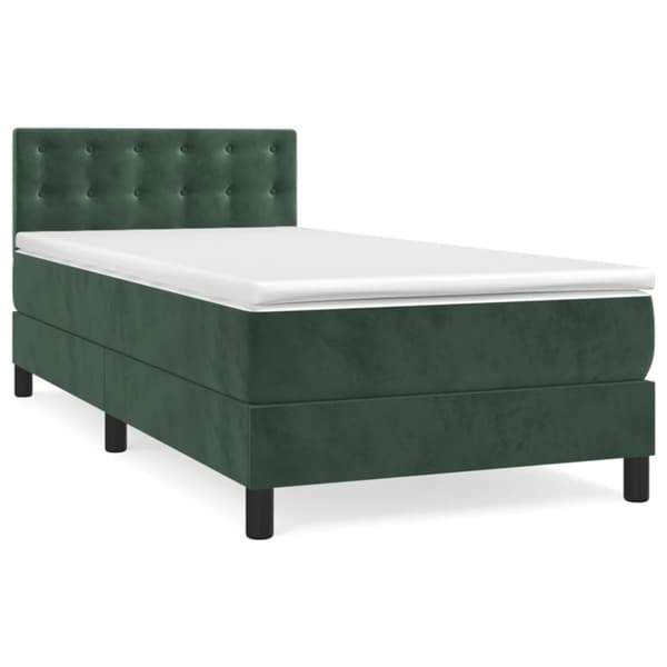 Ramsäng med madrass mörkgrön 90x190 cm sammet