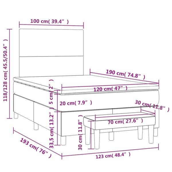 Ramsäng med madrass svart 120x190 cm tyg