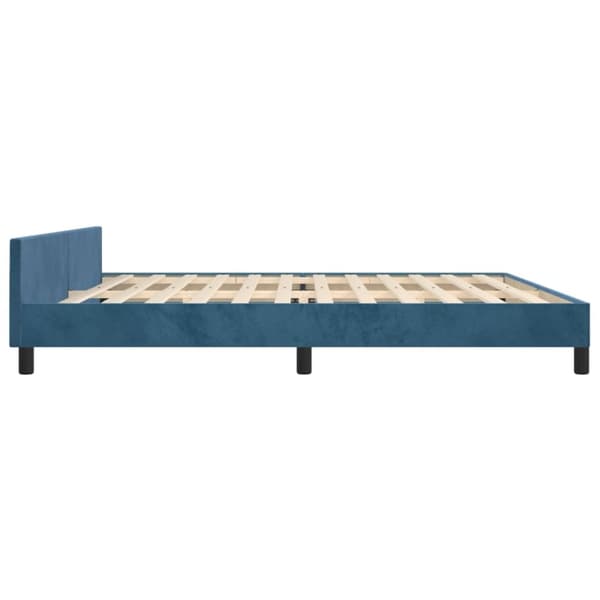 Sängram med huvudgavel mörkblå 200x200 cm sammet