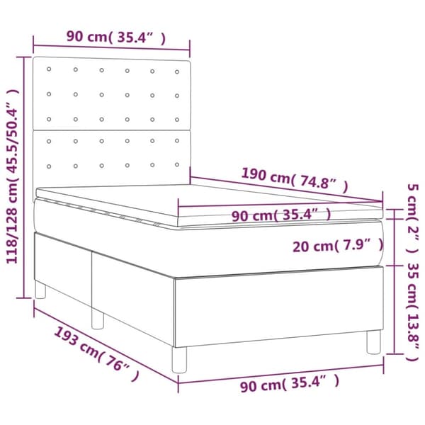 Ramsäng med madrass mörkgrön 90x190 cm sammet