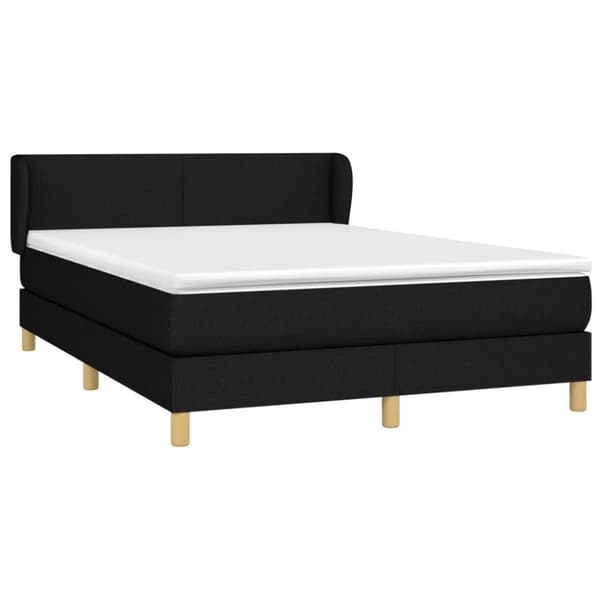 Ramsäng med madrass svart 140x190 cm tyg