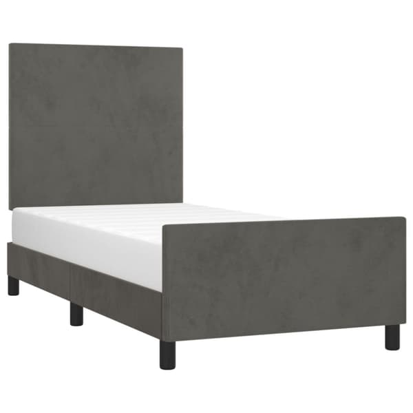 sengeramme med sengegavl 90x200 cm fløjl mørkegrå