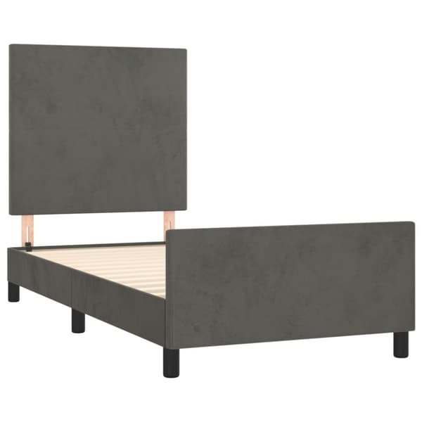 sengeramme med sengegavl 90x200 cm fløjl mørkegrå