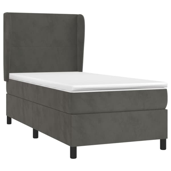 Ramsäng med madrass mörkgrå 90x200 cm sammet