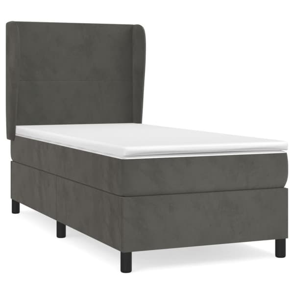 Ramsäng med madrass mörkgrå 90x200 cm sammet