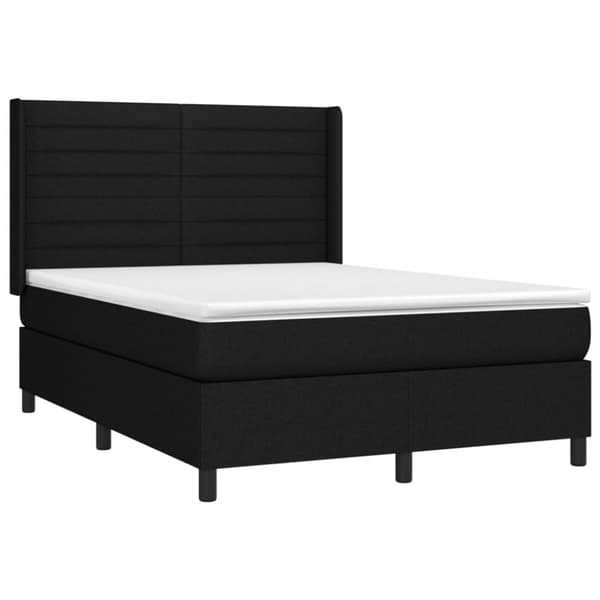 kontinentalseng med madras 140x190 cm stof sort