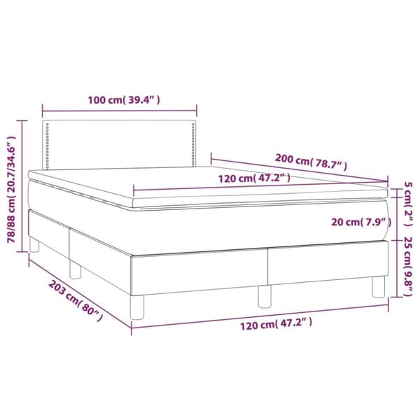 kontinentalseng med madras 120x200 cm stof sort
