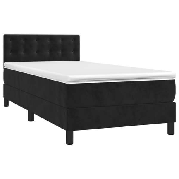 Ramsäng med madrass & LED svart 90x200 cm sammet