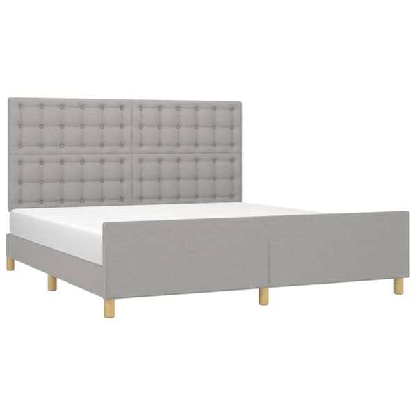 sengeramme med sengegavl 180x200 cm stof lysegrå