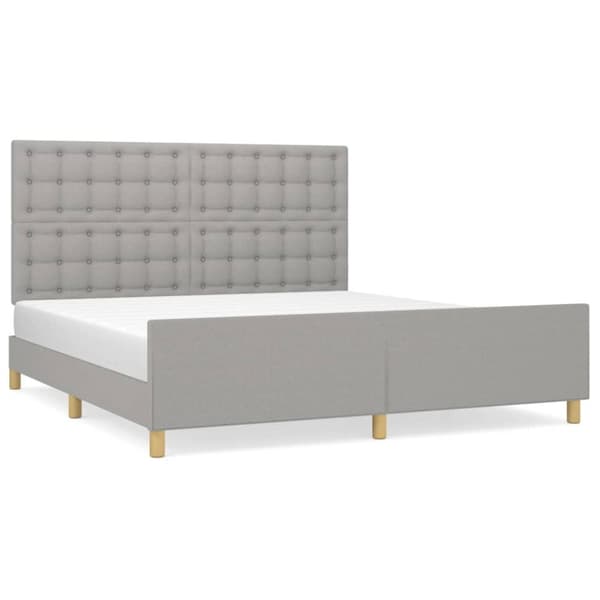 sengeramme med sengegavl 180x200 cm stof lysegrå