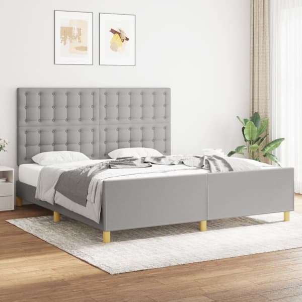 sengeramme med sengegavl 180x200 cm stof lysegrå