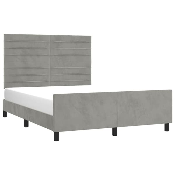 sengeramme med sengegavl 140x200 cm fløjl lysegrå