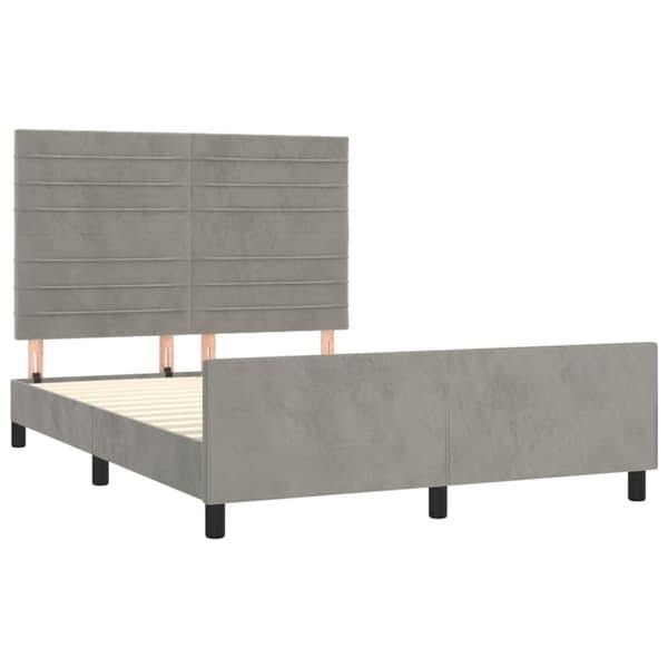 sengeramme med sengegavl 140x200 cm fløjl lysegrå