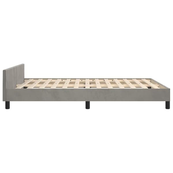 sengeramme med sengegavl 140x200 cm fløjl lysegrå