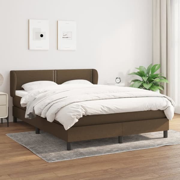kontinentalseng med madras 140x190 cm stof mørkebrun