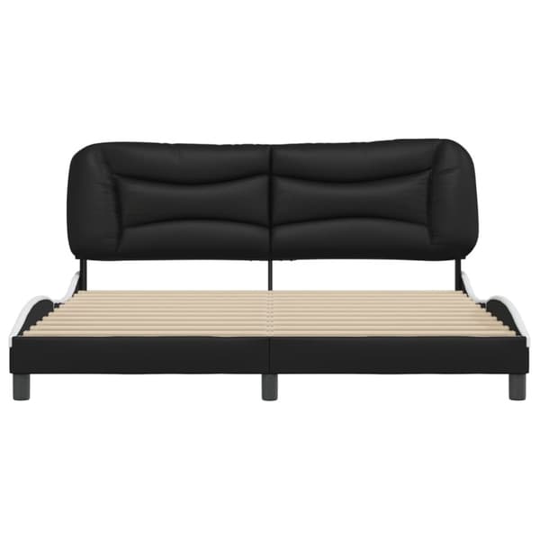 sengeramme med sengegavl 180x200 cm kunstlæder sort og hvid