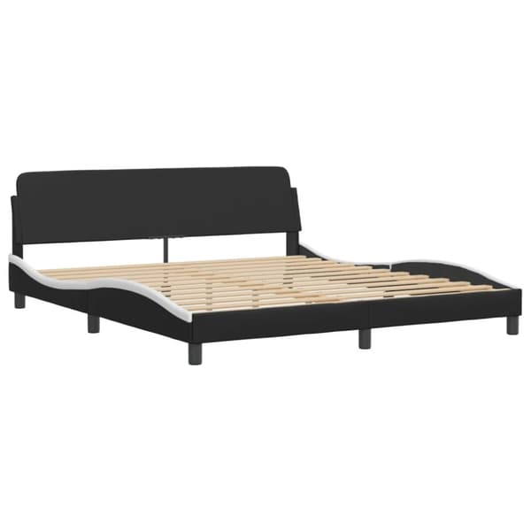 sengeramme med sengegavl 180x200 cm kunstlæder sort og hvid