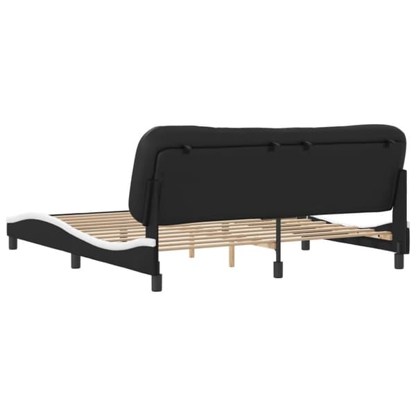sengeramme med sengegavl 180x200 cm kunstlæder sort og hvid