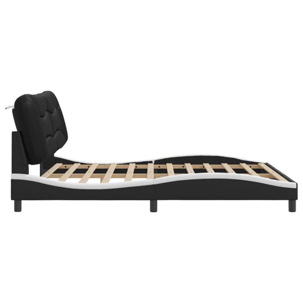 sengeramme med sengegavl 180x200 cm kunstlæder sort og hvid