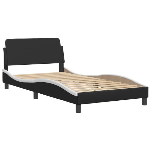 sengeramme med sengegavl 100x200 cm kunstlæder sort og hvid