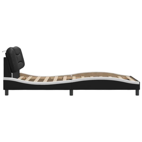 sengeramme med sengegavl 100x200 cm kunstlæder sort og hvid