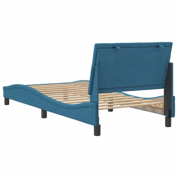 sengeramme med sengegavl 90x200 cm fløjl blå