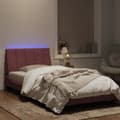 Miniatyrbillede 5 af 10: sengeramme med LED-lys 100x200 cm velour pink