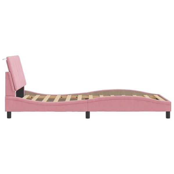 sengeramme med LED-lys 100x200 cm velour pink