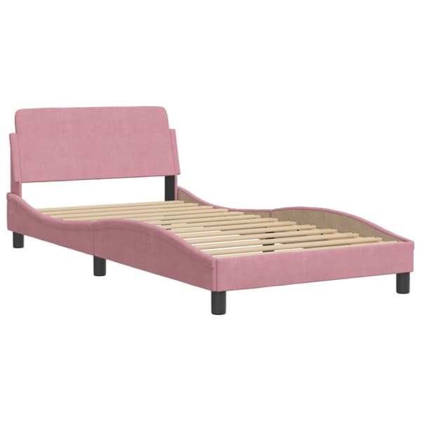 sengeramme med LED-lys 100x200 cm velour pink