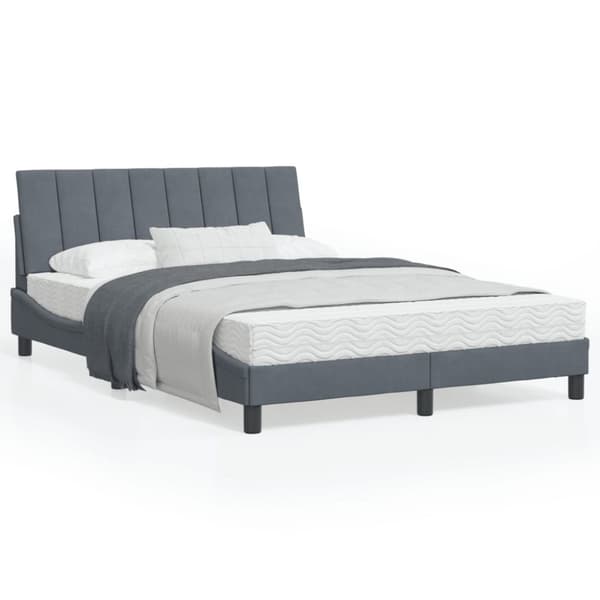 sengeramme med LED-lys 140x200 cm velour mørkegrå