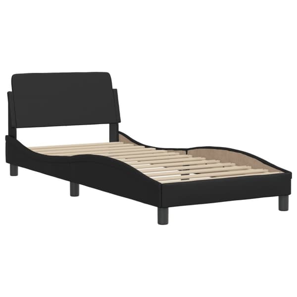 sengeramme med sengegavl 90x200 cm kunstlæder sort