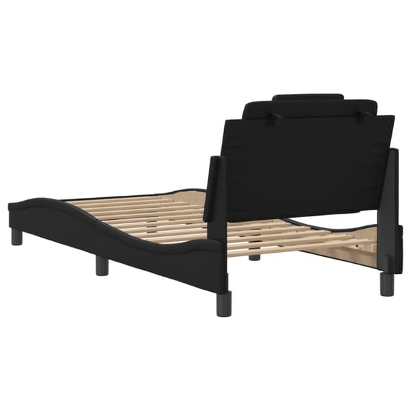 sengeramme med sengegavl 90x200 cm kunstlæder sort