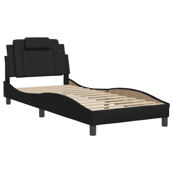 sengeramme med sengegavl 90x200 cm kunstlæder sort
