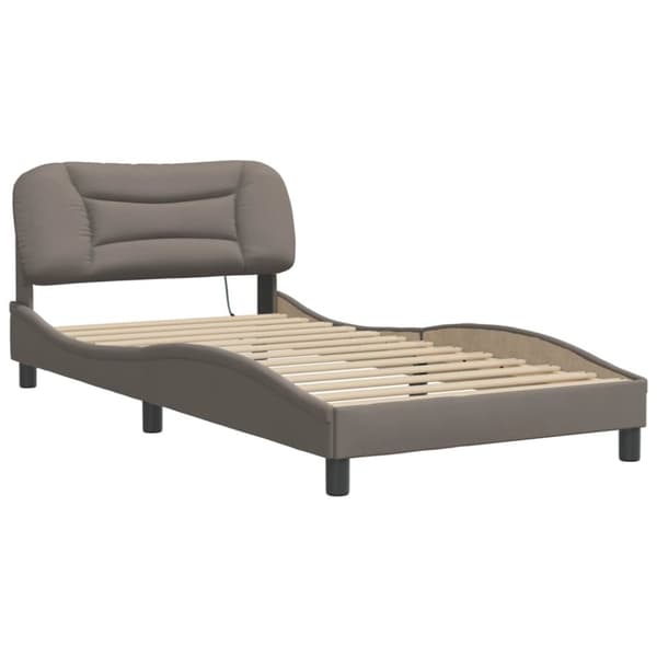 sengeramme med LED-lys 100x200 cm stof gråbrun