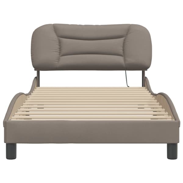 sengeramme med LED-lys 100x200 cm stof gråbrun