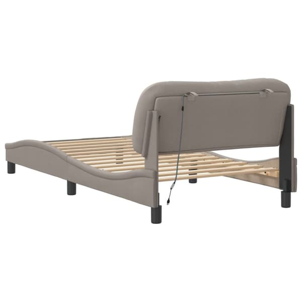 sengeramme med LED-lys 100x200 cm stof gråbrun