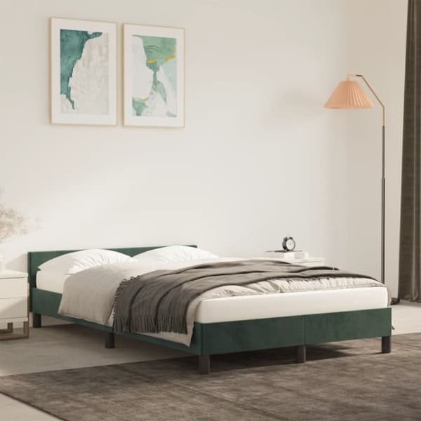 sengeramme med sengegavl 120x190 cm velour mørkegrøn
