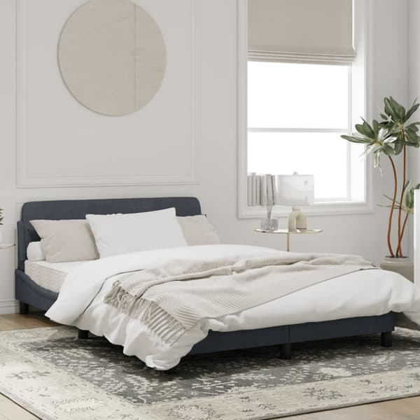 sengeramme med sengegavl 140x190 cm fløjl mørkegrå